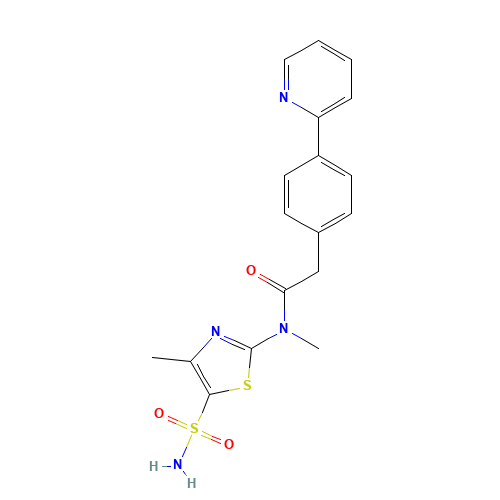 N-methyl-N-(4-methyl-5-sulfamoyl-1,3-thiazol-2-yl)-2-(4-pyridin-2-ylphenyl)acetamide (CAS: 348086-71-5) - Related Chemical Product