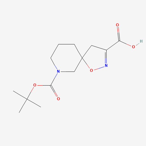 9-[(2-methylpropan-2-yl)oxycarbonyl]-1-oxa-2,9-diazaspiro[4.5]dec-2-ene-3-carboxylic acid (CAS: 1160247-01-7) - Chemical Structure and Molecular Formula 
