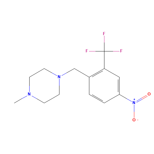 1-methyl-4-[[4-nitro-2-(trifluoromethyl)phenyl]methyl]piperazine (CAS: 694499-24-6) - Chemical Structure and Molecular Formula 
