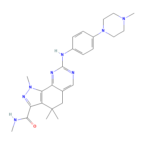 N,1,4,4-tetramethyl-8-[4-(4-methylpiperazin-1-yl)anilino]-5H-pyrazolo[4,3-h]quinazoline-3-carboxamide (CAS: 802539-81-7) - Related Chemical Product