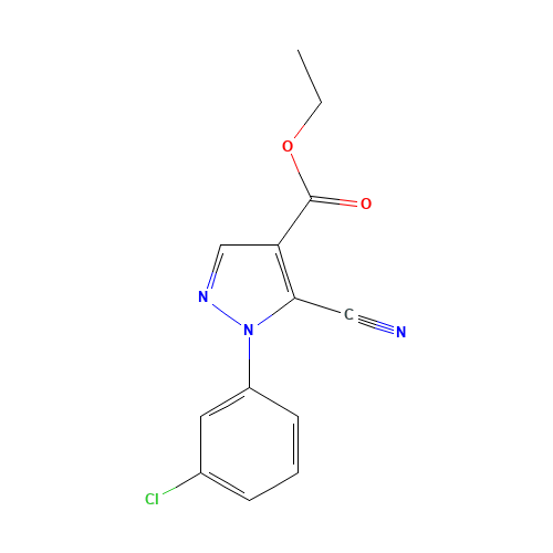 ethyl 1-(3-chlorophenyl)-5-cyanopyrazole-4-carboxylate (CAS: 98476-16-5) - Chemical Structure and Molecular Formula 