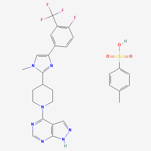 4-[4-[4-[4-fluoro-3-(trifluoromethyl)phenyl]-1-methylimidazol-2-yl]piperidin-1-yl]-1H-pyrazolo[3,4-d]pyrimidine;4-methylbenzenesulfonic acid (CAS: 1082949-68-5) - Related Chemical Product