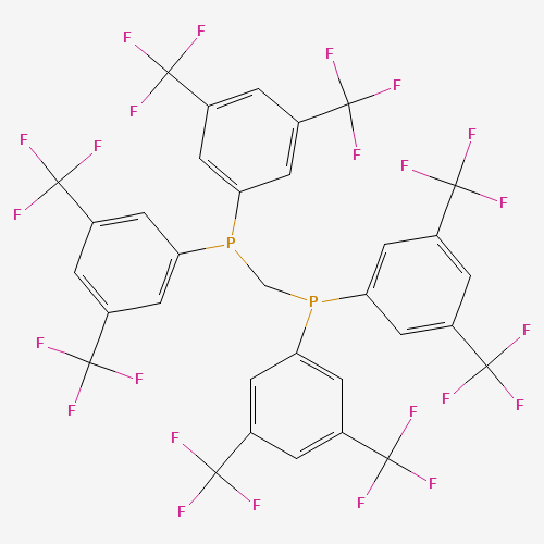 bis[3,5-bis(trifluoromethyl)phenyl]phosphanylmethyl-bis[3,5-bis(trifluoromethyl)phenyl]phosphane (CAS: 220185-39-7) - Chemical Structure and Molecular Formula 