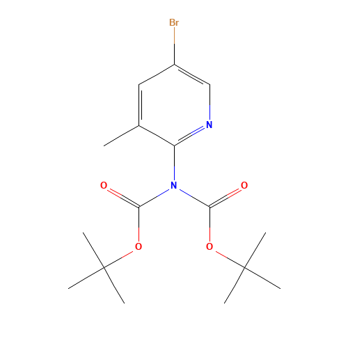 tert-butyl N-(5-bromo-3-methylpyridin-2-yl)-N-[(2-methylpropan-2-yl)oxycarbonyl]carbamate (CAS: 497159-91-8) - Chemical Structure and Molecular Formula 