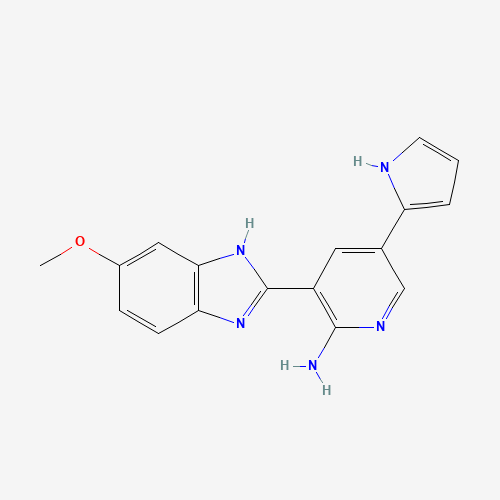 3-(6-methoxy-1H-benzimidazol-2-yl)-5-(1H-pyrrol-2-yl)pyridin-2-amine (CAS: 1261221-10-6) - Chemical Structure and Molecular Formula 