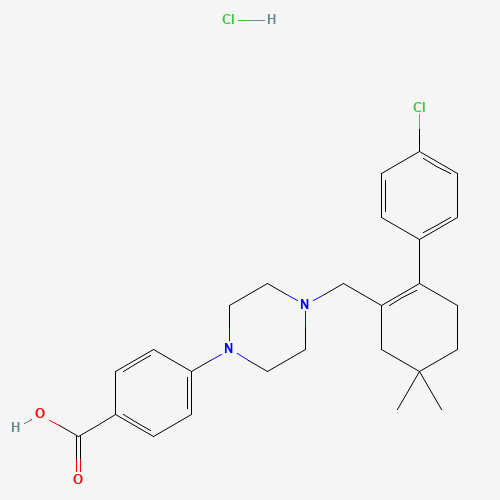 4-[4-[[2-(4-chlorophenyl)-5,5-dimethylcyclohexen-1-yl]methyl]piperazin-1-yl]benzoic acid;hydrochloride (CAS: 1305320-63-1) - Chemical Structure and Molecular Formula 