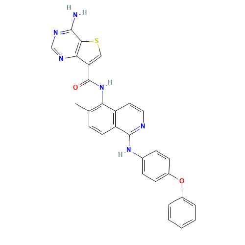 4-amino-N-[6-methyl-1-(4-phenoxyanilino)isoquinolin-5-yl]thieno[3,2-d]pyrimidine-7-carboxamide (CAS: 1446111-55-2) - Related Chemical Product