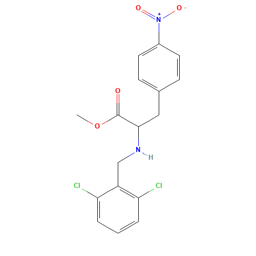 methyl 2-[(2,6-dichlorophenyl)methylamino]-3-(4-nitrophenyl)propanoate (CAS: 623146-90-7) - Chemical Structure and Molecular Formula 