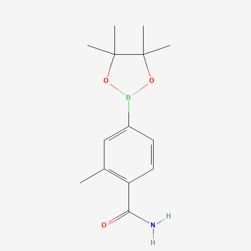 2-methyl-4-(4,4,5,5-tetramethyl-1,3,2-dioxaborolan-2-yl)benzamide (CAS: 1246765-29-6) - Chemical Structure and Molecular Formula 