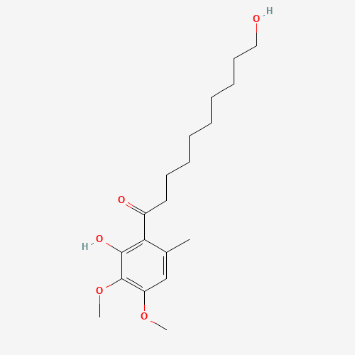 10-hydroxy-1-(2-hydroxy-3,4-dimethoxy-6-methylphenyl)decan-1-one (CAS: 104966-97-4) - Chemical Structure and Molecular Formula 