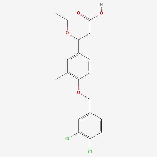 3-[4-[(3,4-dichlorophenyl)methoxy]-3-methylphenyl]-3-ethoxypropanoic acid (CAS: 1202575-53-8) - Chemical Structure and Molecular Formula 