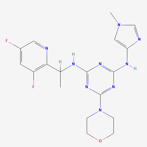 2-N-[1-(3,5-difluoropyridin-2-yl)ethyl]-4-N-(1-methylimidazol-4-yl)-6-morpholin-4-yl-1,3,5-triazine-2,4-diamine (CAS: 1200604-86-9) - Related Chemical Product