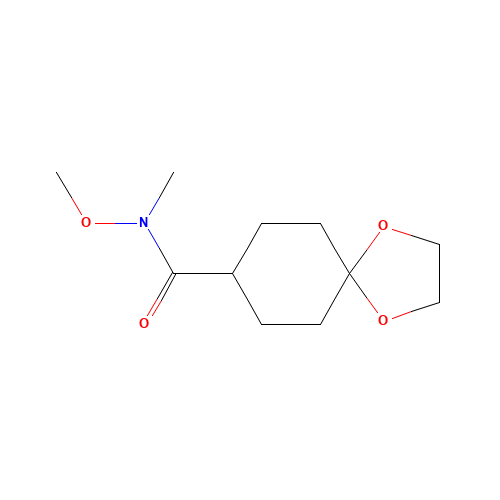 N-methoxy-N-methyl-1,4-dioxaspiro[4.5]decane-8-carboxamide (CAS: 158243-48-2) - Chemical Structure and Molecular Formula 