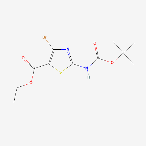 ethyl 4-bromo-2-[(2-methylpropan-2-yl)oxycarbonylamino]-1,3-thiazole-5-carboxylate (CAS: 1355249-31-8) - Chemical Structure and Molecular Formula 
