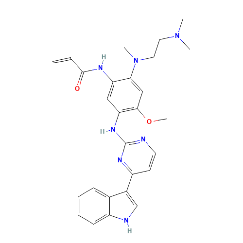 N-[2-[2-(dimethylamino)ethyl-methylamino]-5-[[4-(1H-indol-3-yl)pyrimidin-2-yl]amino]-4-methoxyphenyl]prop-2-enamide (CAS: 1421373-98-9) - Chemical Structure and Molecular Formula 