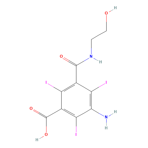 3-amino-5-(2-hydroxyethylcarbamoyl)-2,4,6-triiodobenzoic acid (CAS: 22871-58-5) - Related Chemical Product