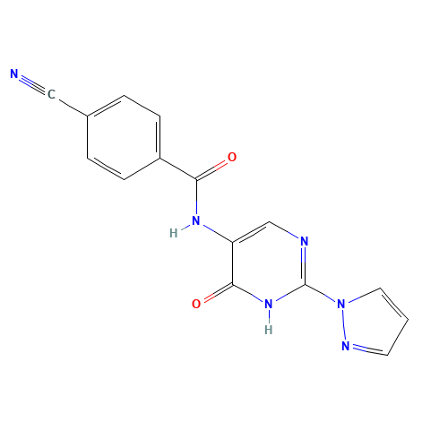 4-cyano-N-(6-oxo-2-pyrazol-1-yl-1H-pyrimidin-5-yl)benzamide (CAS: 1343457-65-7) - Related Chemical Product