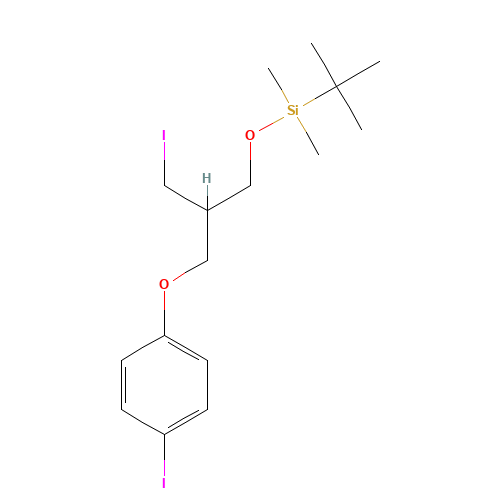 tert-butyl-[2-(iodomethyl)-3-(4-iodophenoxy)propoxy]-dimethylsilane (CAS: 1263188-78-8) - Chemical Structure and Molecular Formula 