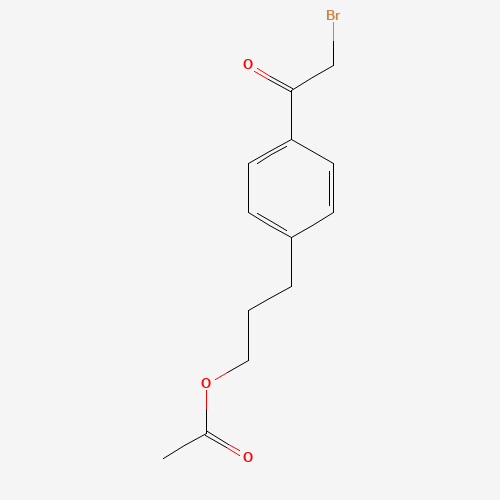 3-[4-(2-bromoacetyl)phenyl]propyl acetate (CAS: 1361414-38-1) - Chemical Structure and Molecular Formula 