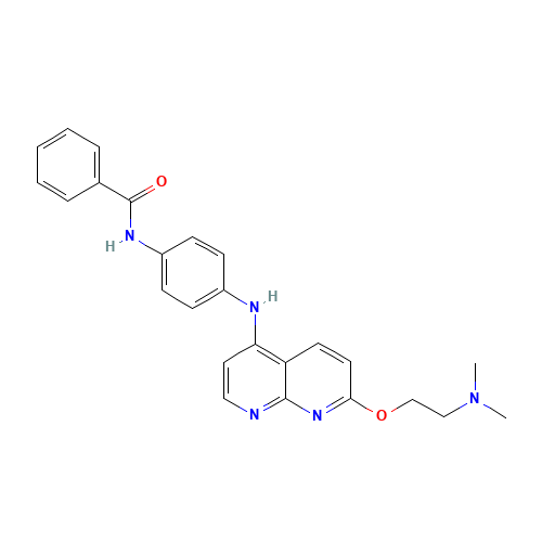 N-[4-[[7-[2-(dimethylamino)ethoxy]-1,8-naphthyridin-4-yl]amino]phenyl]benzamide (CAS: 1203509-97-0) - Chemical Structure and Molecular Formula 