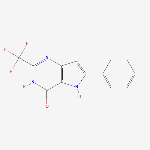 6-phenyl-2-(trifluoromethyl)-1,5-dihydropyrrolo[3,2-d]pyrimidin-4-one (CAS: 237435-53-9) - Chemical Structure and Molecular Formula 