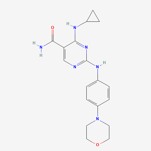 4-(cyclopropylamino)-2-(4-morpholin-4-ylanilino)pyrimidine-5-carboxamide (CAS: 1198302-04-3) - Chemical Structure and Molecular Formula 