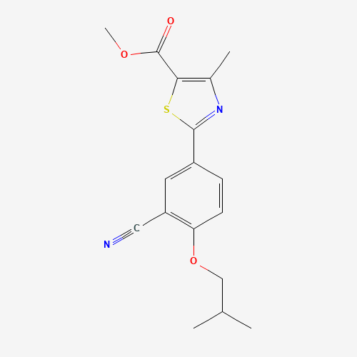 methyl 2-[3-cyano-4-(2-methylpropoxy)phenyl]-4-methyl-1,3-thiazole-5-carboxylate (CAS: 923942-34-1) - Chemical Structure and Molecular Formula 