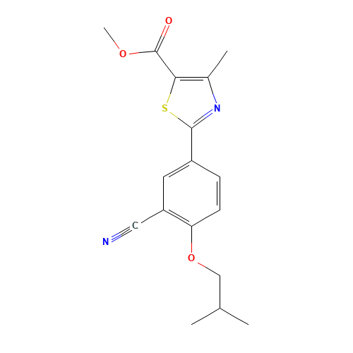 methyl 2-[3-cyano-4-(2-methylpropoxy)phenyl]-4-methyl-1,3-thiazole-5-carboxylate (CAS: 923942-34-1) - Chemical Structure and Molecular Formula 