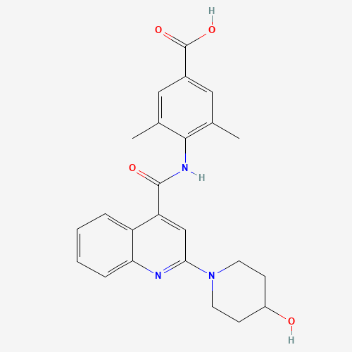 4-[[2-(4-hydroxypiperidin-1-yl)quinoline-4-carbonyl]amino]-3,5-dimethylbenzoic acid (CAS: 1529761-36-1) - Chemical Structure and Molecular Formula 