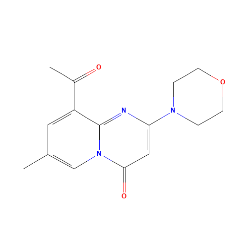 9-acetyl-7-methyl-2-morpholin-4-ylpyrido[1,2-a]pyrimidin-4-one (CAS: 663619-91-8) - Chemical Structure and Molecular Formula 