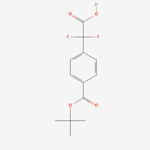 2,2-difluoro-2-[4-[(2-methylpropan-2-yl)oxycarbonyl]phenyl]acetic acid (CAS: 1211594-71-6) - Chemical Structure and Molecular Formula 