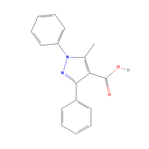 5-methyl-1,3-diphenylpyrazole-4-carboxylic acid (CAS: 15409-48-0) - Chemical Structure and Molecular Formula 