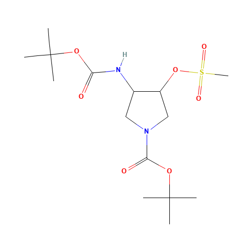 tert-butyl 3-[(2-methylpropan-2-yl)oxycarbonylamino]-4-methylsulfonyloxypyrrolidine-1-carboxylate (CAS: 1235590-79-0) - Related Chemical Product
