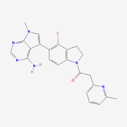 1-[5-(4-amino-7-methylpyrrolo[2,3-d]pyrimidin-5-yl)-4-fluoro-2,3-dihydroindol-1-yl]-2-(6-methylpyridin-2-yl)ethanone (CAS: 1337532-29-2) - Related Chemical Product