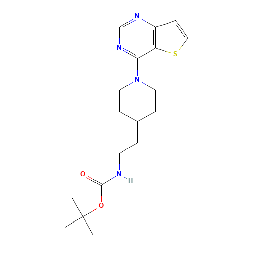 tert-butyl N-[2-(1-thieno[3,2-d]pyrimidin-4-ylpiperidin-4-yl)ethyl]carbamate (CAS: 1431412-48-4) - Chemical Structure and Molecular Formula 