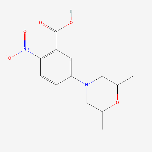 5-(2,6-dimethylmorpholin-4-yl)-2-nitrobenzoic acid (CAS: 1000018-44-9) - Chemical Structure and Molecular Formula 