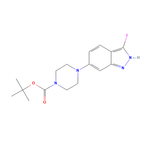 tert-butyl 4-(3-iodo-2H-indazol-6-yl)piperazine-1-carboxylate (CAS: 744219-44-1) - Chemical Structure and Molecular Formula 