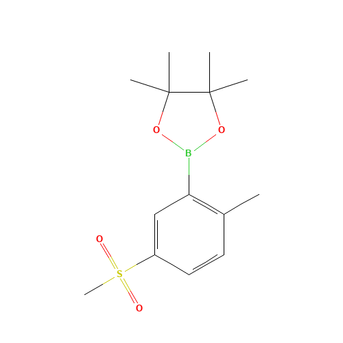 4,4,5,5-tetramethyl-2-(2-methyl-5-methylsulfonylphenyl)-1,3,2-dioxaborolane (CAS: 909187-44-6) - Chemical Structure and Molecular Formula 