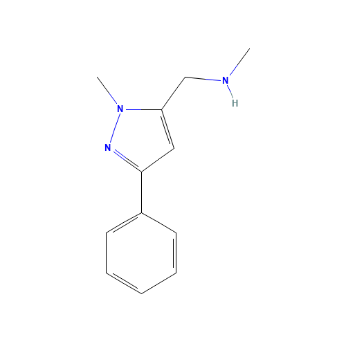 N-methyl-1-(2-methyl-5-phenylpyrazol-3-yl)methanamine (CAS: 864068-98-4) - Chemical Structure and Molecular Formula 