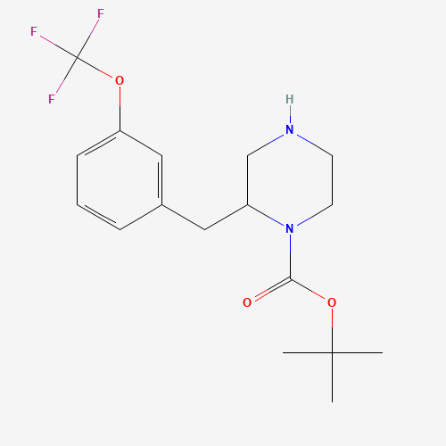 tert-butyl 2-[[3-(trifluoromethoxy)phenyl]methyl]piperazine-1-carboxylate (CAS: 886774-02-3) - Chemical Structure and Molecular Formula 