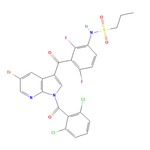 N-[3-[5-bromo-1-(2,6-dichlorobenzoyl)pyrrolo[2,3-b]pyridine-3-carbonyl]-2,4-difluorophenyl]propane-1-sulfonamide (CAS: 1262985-24-9) - Chemical Structure and Molecular Formula 
