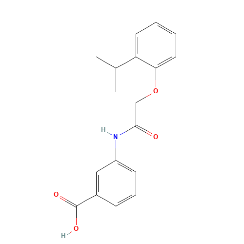 3-[[2-(2-propan-2-ylphenoxy)acetyl]amino]benzoic acid (CAS: 304890-52-6) - Chemical Structure and Molecular Formula 