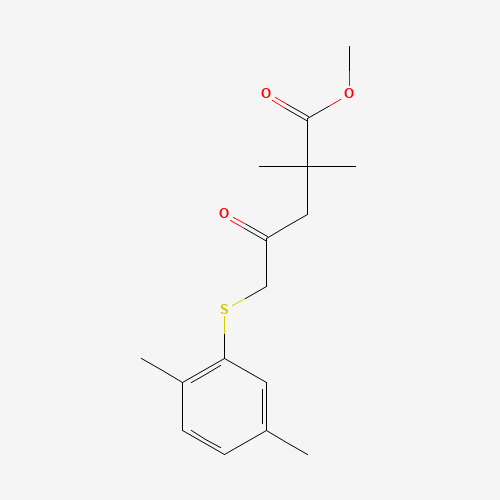 methyl 5-(2,5-dimethylphenyl)sulfanyl-2,2-dimethyl-4-oxopentanoate (CAS: 854279-84-8) - Chemical Structure and Molecular Formula 