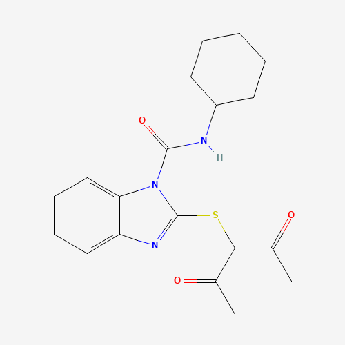 N-cyclohexyl-2-(2,4-dioxopentan-3-ylsulfanyl)benzimidazole-1-carboxamide (CAS: 98183-15-4) - Related Chemical Product