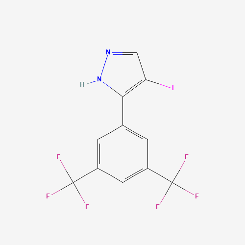 5-[3,5-bis(trifluoromethyl)phenyl]-4-iodo-1H-pyrazole (CAS: 1411409-41-0) - Chemical Structure and Molecular Formula 