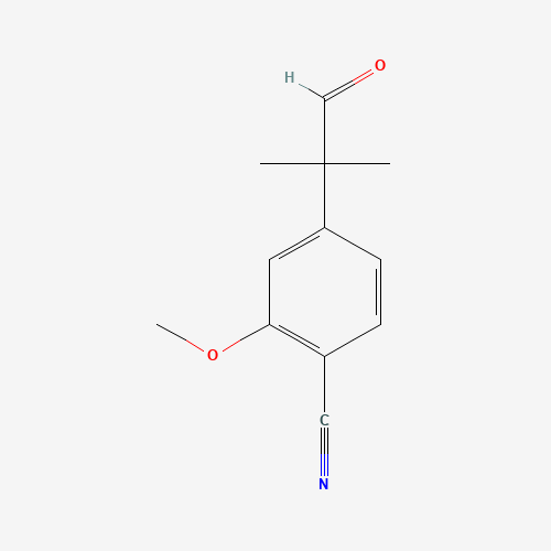 2-methoxy-4-(2-methyl-1-oxopropan-2-yl)benzonitrile (CAS: 1255207-25-0) - Chemical Structure and Molecular Formula 