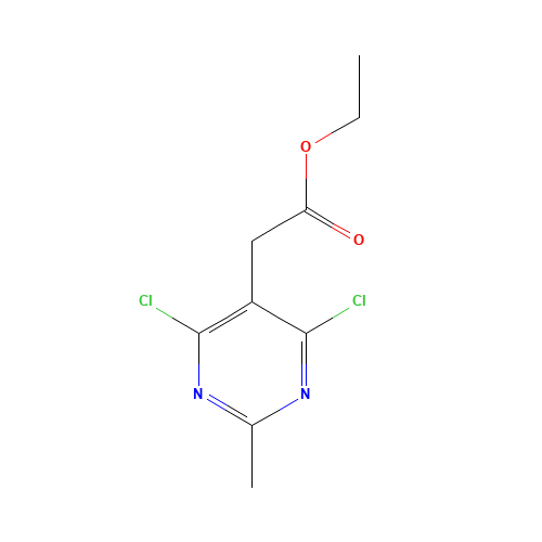 ethyl 2-(4,6-dichloro-2-methylpyrimidin-5-yl)acetate (CAS: 175140-75-7) - Chemical Structure and Molecular Formula 