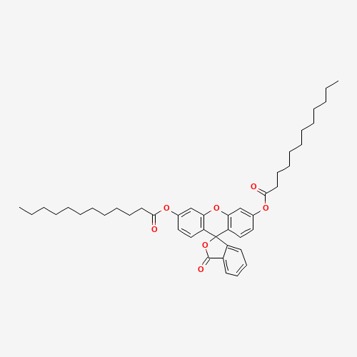 (6'-dodecanoyloxy-3-oxospiro[2-benzofuran-1,9'-xanthene]-3'-yl) dodecanoate (CAS: 7308-90-9) - Chemical Structure and Molecular Formula 