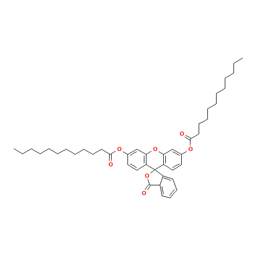 (6'-dodecanoyloxy-3-oxospiro[2-benzofuran-1,9'-xanthene]-3'-yl) dodecanoate (CAS: 7308-90-9) - Chemical Structure and Molecular Formula 
