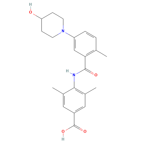4-[[5-(4-hydroxypiperidin-1-yl)-2-methylbenzoyl]amino]-3,5-dimethylbenzoic acid (CAS: 1529761-08-7) - Related Chemical Product